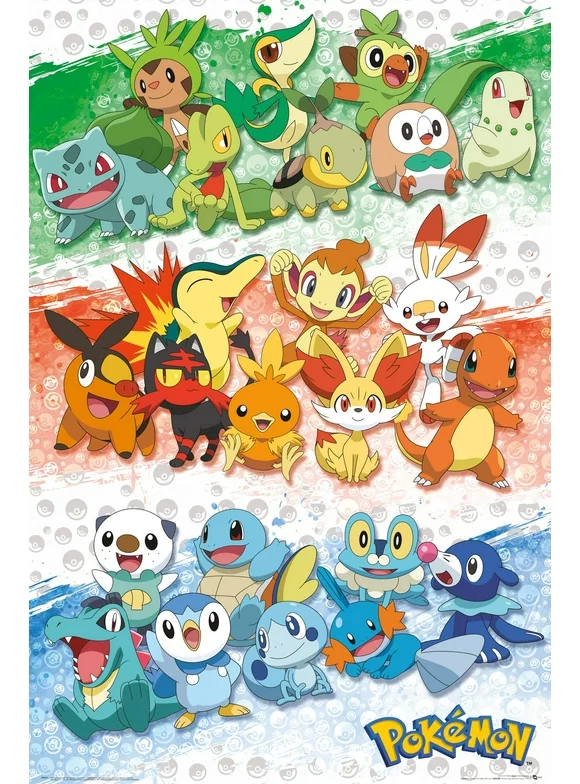 Pokemon - TV Show / Gaming Poster (First Partners) (Size: 24" x 36") (Clear Poster Hanger)