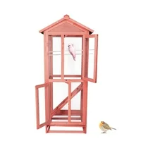 KARMAS PRODUCT Bird Cage Pet Products Large Wooden Aviary Standing Vertical Play House with Bars for Parakeets Finches