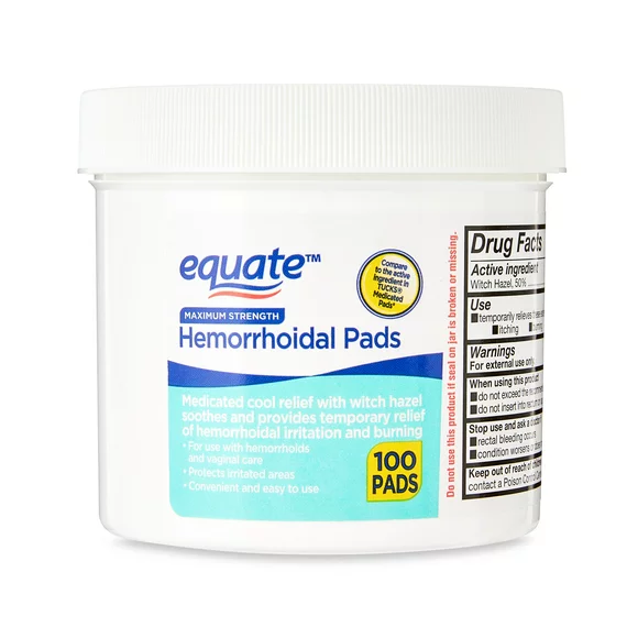Equate Medicated Cool Relief Hemorrhoidal Pads, 100 Count
