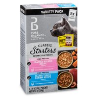 Pure Balance Classic Starters Gourmet Cat Treats, Poached Salmon in Broth and Flaked Tuna & Shrimp in Broth Variety Pack, 1.4 oz, 5 Count
