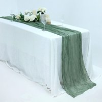 BalsaCircle 10 feet Olive Green Cotton Cheesecloth Gauze Extra Long Table Runner Wedding Reception Supplies Party Home Decorations