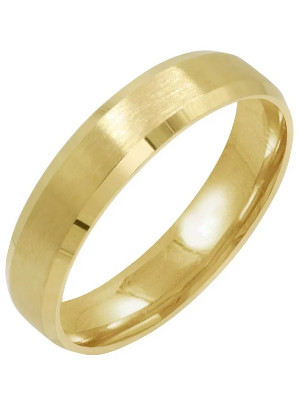 Men's 10K Yellow Gold 5mm Comfort Fit Beveled Edge Satin Finish Wedding Band  (Available Ring Sizes 8-12 1/2) Size 8