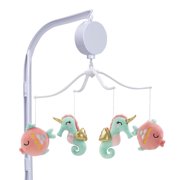 Bedtime Originals Ocean Mist Pink/Aqua Seahorse/Fish Musical Baby Crib Mobile