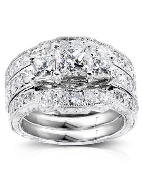 Kobelli 14k White Gold 1 7/8ct TDW Diamond 3-piece Bridal Rings Set (H-I, I1-I
