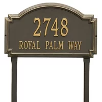 Personalized Whitehall Products Williamsburg Two Line Lawn Plaque in Bronze/Gold