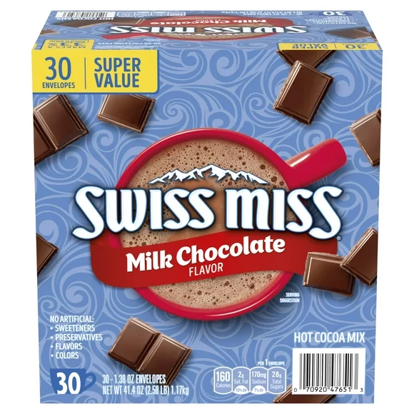 Swiss Miss Classics Milk Chocolate Hot Cocoa Mix Envelopes, 30 Packets