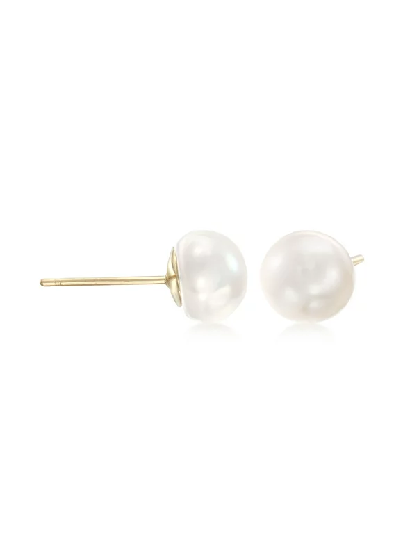 Ross-Simons 6-7mm Cultured Button Pearl Stud Earrings in 14kt Yellow Gold, Women's, Adult