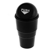 Plastic Black Push Lid Portable Garbage Trash Can for Home Office Vehicle Car Black