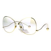 Womens Drop Temple Metal Frame Butterfly Swan Clear Lens Glasses Gold Clear