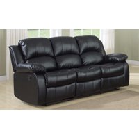 Classic  3 Seat Bonded Leather Double Recliner Sofa
