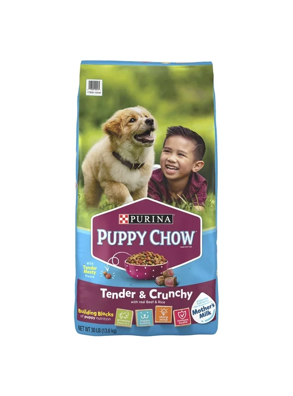 Purina Puppy Chow High Protein Dry Puppy Food, Tender & Crunchy With Real Beef, 30 lb. Bag