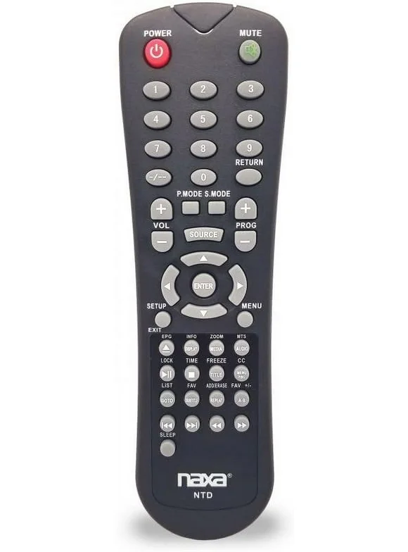 NAXA Original Replacement Remote Control for Naxa NT and NTD Model 12 Volt TVs and TV-DVD Combo Players