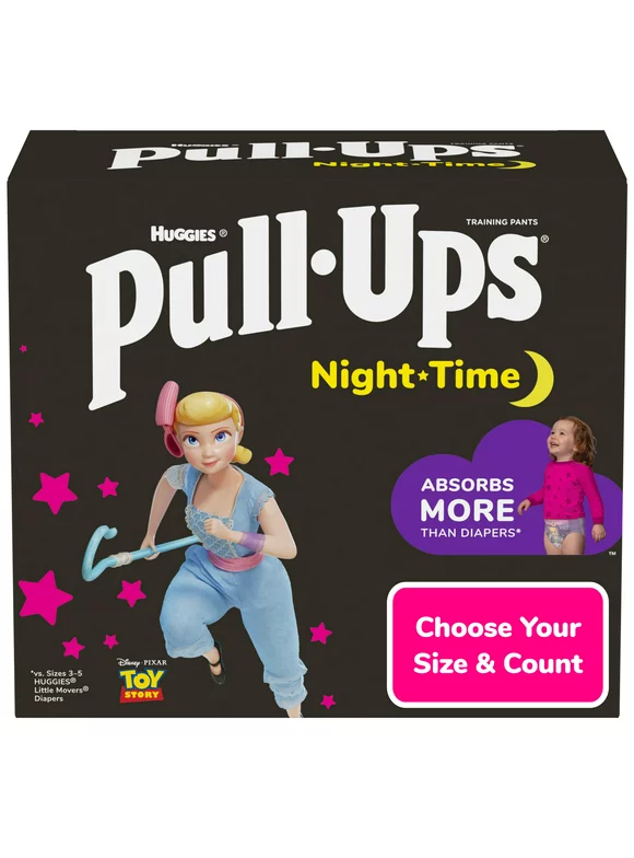 Pull-Ups Girls' Night-Time Potty Training Pants, 2T-3T (16-34 lbs), 68 Ct (Select for More Options)