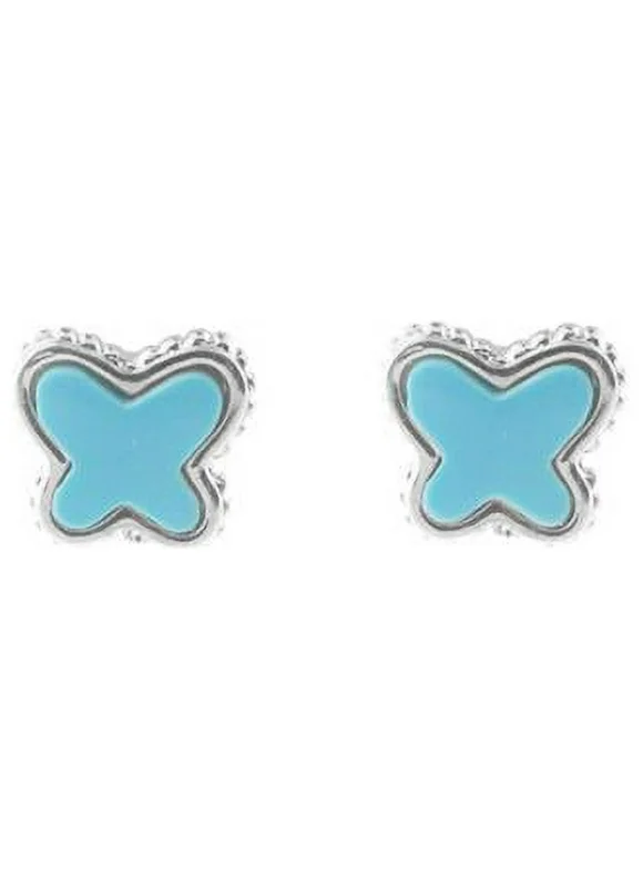 Turquoise Butterfly Stud Earrings in Sterling Silver