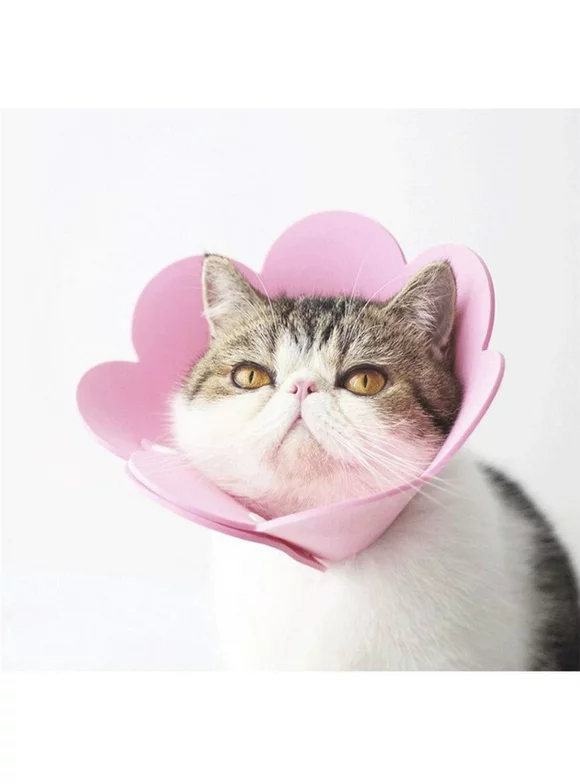 Cat Recovery Collar Soft Pet Cone Collar Protective Sunflower Cone Adjustable Fasteners Collar for Cat and Puppy, Pink
