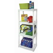 Plano 22"W x 14"D x 48"H 4 Shelves Plastic Garage Shelf Unit, White, 200 lb Capacity