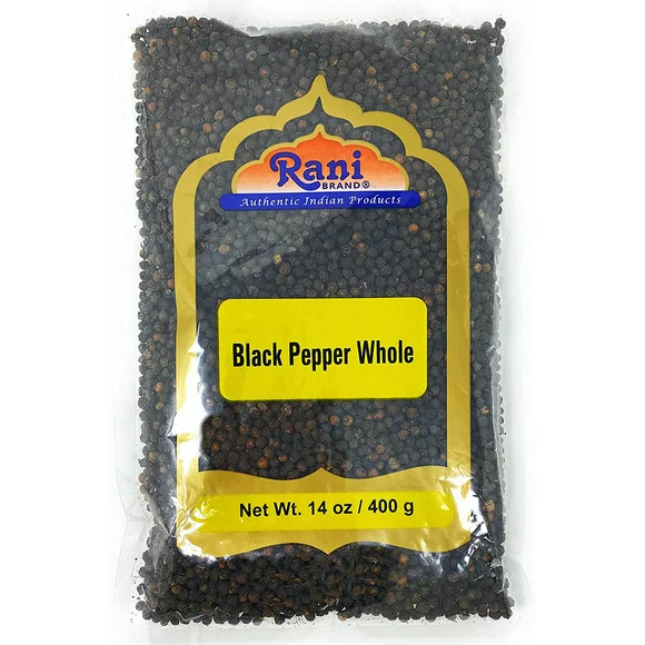 Rani Black Pepper Whole (Peppercorns), Premium Indian MG-1 Grade 14oz (400g) ~ Gluten Friendly, Non-GMO, Natural Perfect size for Grinders!