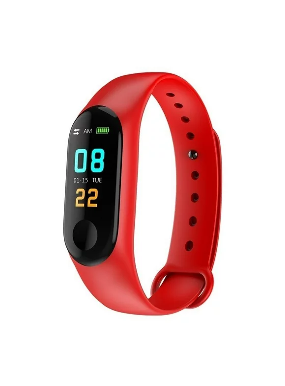 Fitness Tracker Activity Tracker Sports Watch Smart Bracelet Pedometer Fitness Watch with Heart Rate Monitor/Step Counter/Sleep Monitor Smart Wristband for Women Men and Kids Red