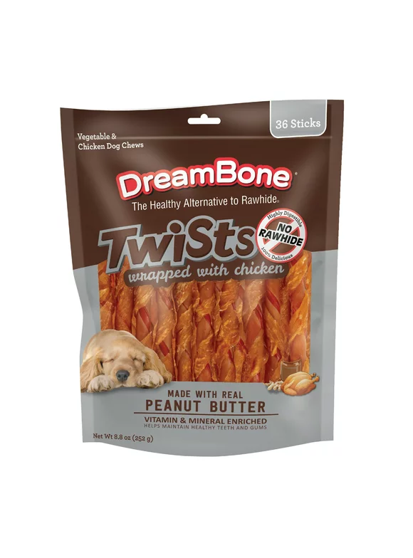 DreamBone Twists Wrapped with Chicken Rawhide-Free Dog Chews, 8.8 Oz. (36 Count)