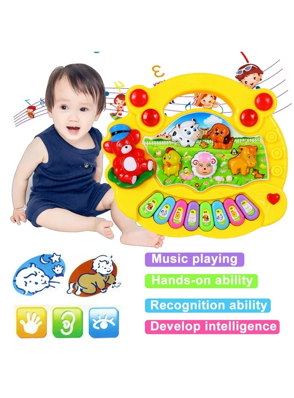 LNKOO Musical Baby Toys 6 to 12 Months, Baby Piano Light Up Animal Musical Toys for Toddlers 1-3, Infant Kids Learning Toys for 1 Year Old Girl Boy, Baby Toys 12-18 Months Gifts
