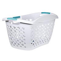 Home Logic Large 1.8 Bu HIP GRIP Laundry Basket, White & Teal