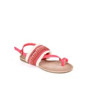 Nature Breeze Toe Ring Women's Tribal Slingback Sandals in Coral