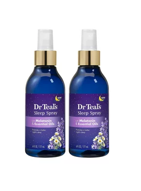 Dr Teals Sleep Spray with Melatonin & Essential Oils - 6 Ounce Bottles Pack of 2 - Night Time Therapy Formula with Chamomile and Lavender