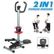 2 In 1 Fitness Stair Stepper Waist Twisting Fitness Machine for Exercise,Portable Fitness Mini Step Machine with LCD Monitor, Exercise Home Workout Equipment for Full Body Workout