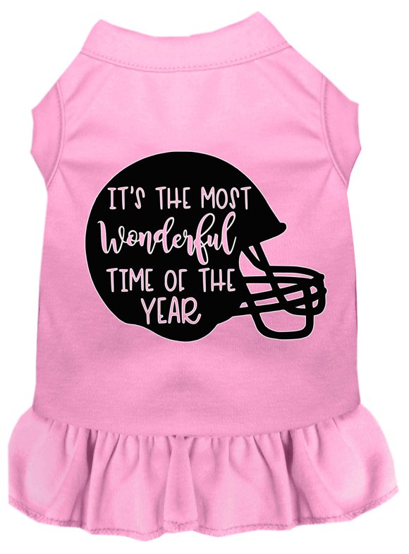 Mirage Pet Most Wonderful Time of the Year (Football) Screen Print Dog Dress Light Pink Med