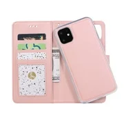 iPhone 11 Wallet Case 6.1", Allytech PU Leather Slim Fit Folio Flip Kickstand Detachable Magnetic Back TPU Cover Shockproof Anti-Scratch Cards Holder Wallet Case Cover for Apple iPhone 11 6.1,Pink