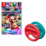 Mario Kart 8 with Red and Blue Steering Wheels Bundle, Nintendo Switch