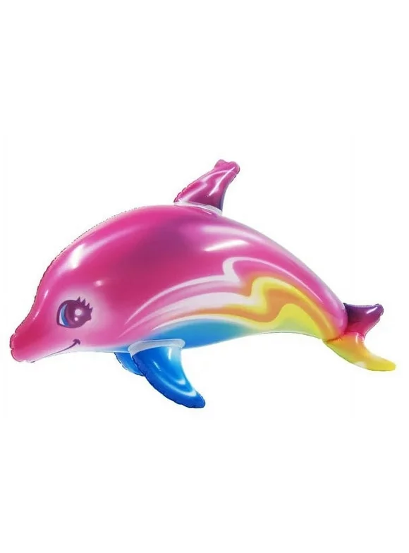 TreasureGurus Inflatable Rainbow Dolphin Swimming Pool Float