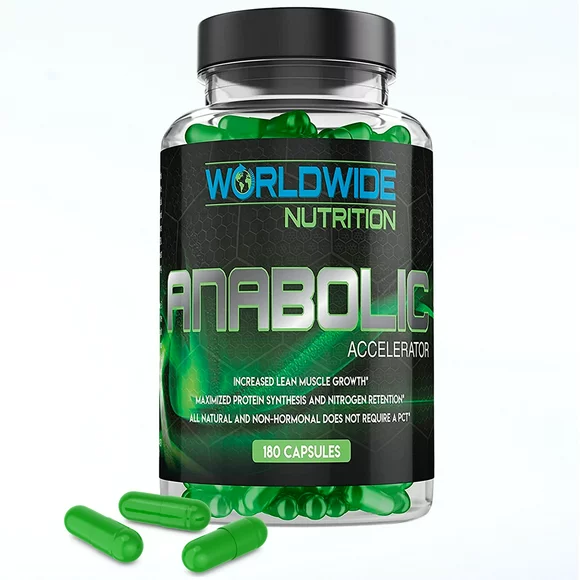 Worldwide Nutrition Anabolic Accelerator Vitamin Supplements - Muscle Growth, Strength, Muscle Recovery - Plant Based Workout Performance Enhancer - Cortisol Blocker, Metabolism Booster - 180 Count