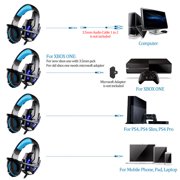 KOTION EACH G9000 3.5mm Gaming Headphone Stereo Game Headset Noise Cancellation Earphone with Mic LED Light Volume Control for PS4 Laptop Tablet Mobile Phones
