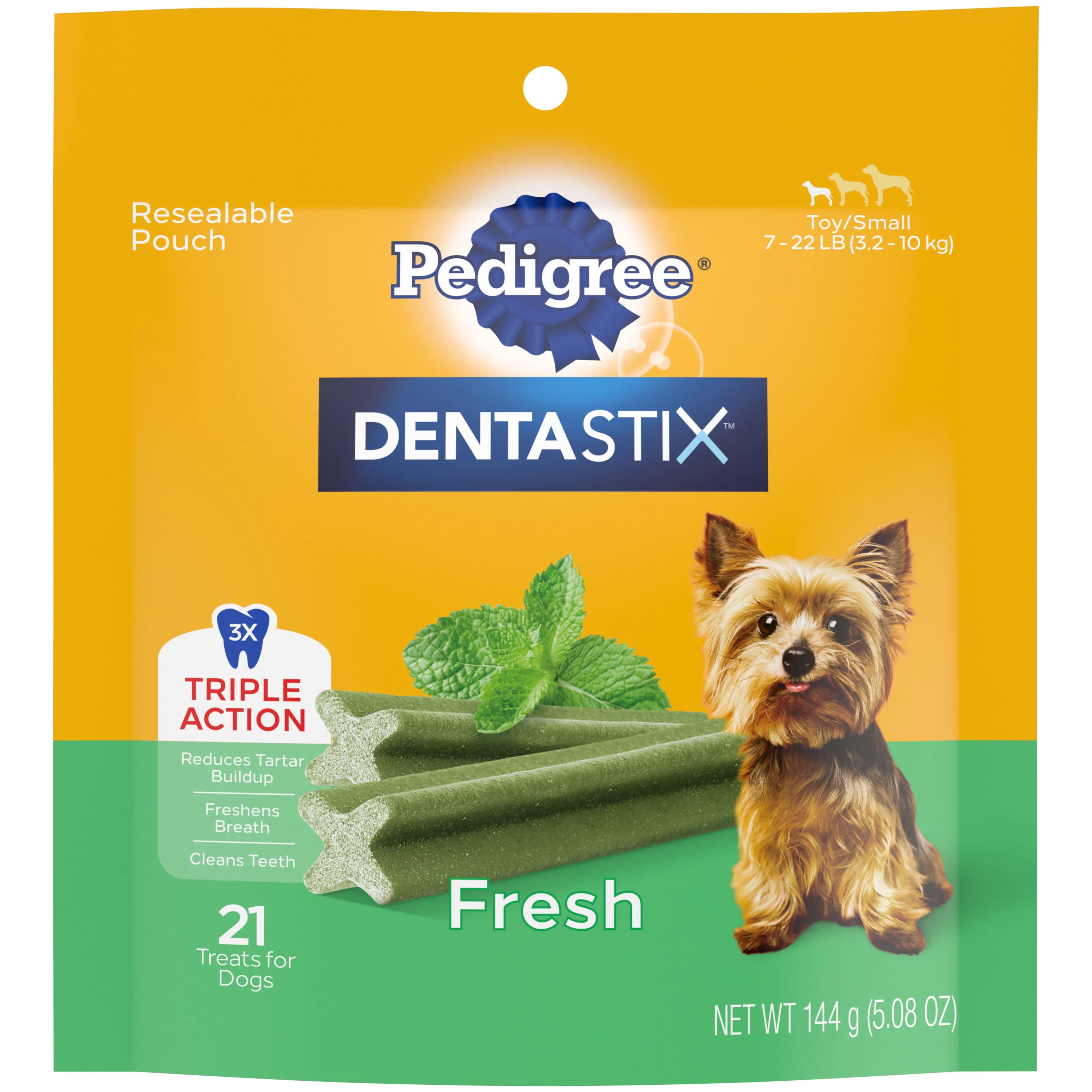 Pedigree Dentastix Dental Dog Treats for Toy/Small Dogs Fresh Flavor Dental Bones, 5.26 oz. Pack (21 Treats)