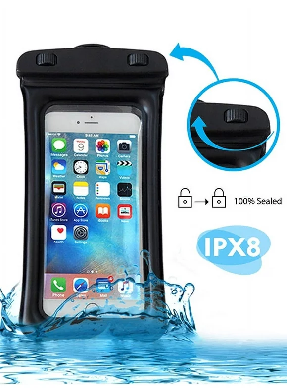 Waterproof Case for Cell Phone Under 5.5",IClover Floating Waterproof Phone Dry Bag with Handling Straps,Dustproof HD Transparent Pouch,High Sensitivity Bag for iPhone 8/7/7 Plus,6/6 Plus,Galaxy S7 S6