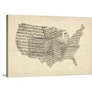Great BIG Canvas | "United States Sheet Music Map" Canvas Wall Art - 36x24
