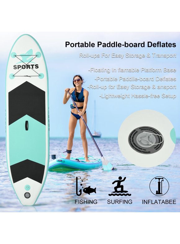 PGE 10.6' Inflatable Super Stand Up Paddle Board Surfboard Adjustable Fin Paddle(Ship From US)