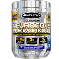 Pro Series Neurocore Pre Workout Powder with Creatine, Beta-Alanine, & Citrulline, Icy Blue Raspberry, 30 Servings (255g)