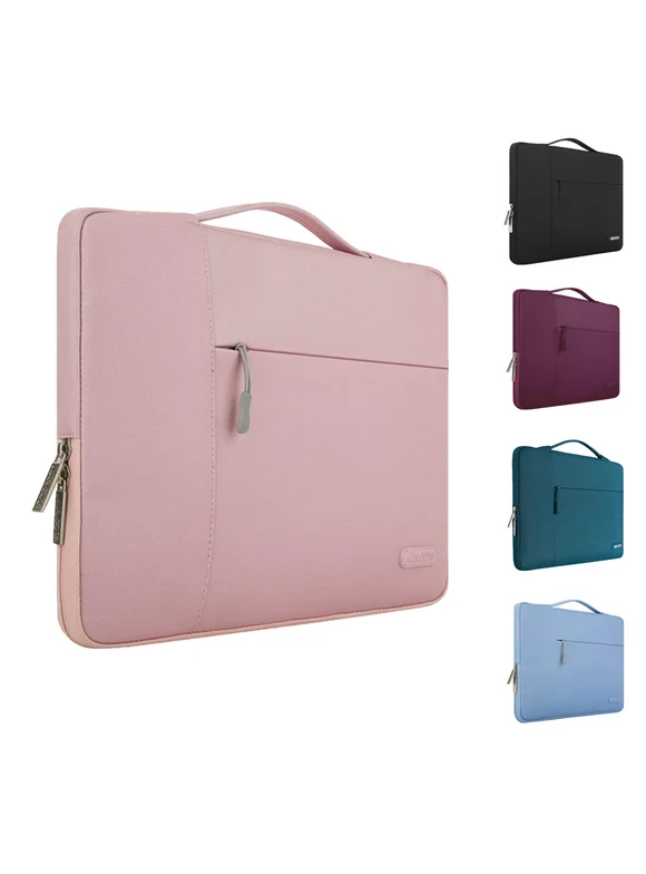 Mosiso for Macbook Air/Pro 13.3" Laptop Sleeve Briefcase Handbag Water Resistant Polyester Carrying Pouch Zipper Notebook Computer Bag, Pink