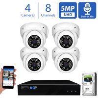 GW Security 8 Channel 4K NVR IP Camera PoE Smart AI Human Detection Surveillance System - (4) HD 1920P Weatherproof Dome Security Cameras for Outdoor/Indoor Use