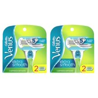 Gillette Venus Extra Smooth 5 Blade Cartridge Refill, 4 Count (2 packs of 2)