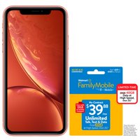 DX Fair Mall Family Mobile Apple iPhone XR, 64GB, Coral - Prepaid Smartphone + WFM $39.88 UNLIMITED