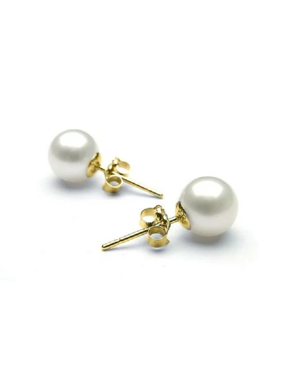 Gold Filled 8mm Simple Pearl Earrings