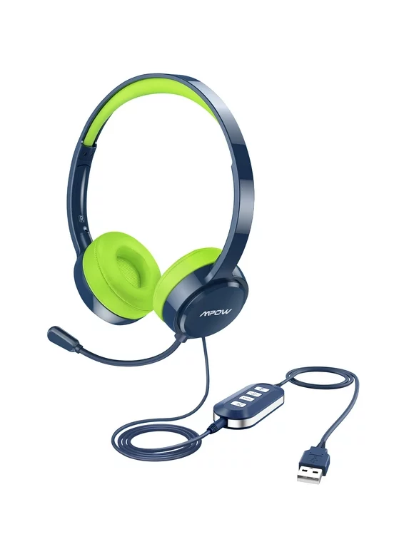 Mpow 3.5mm/USB Wired Headset with with in-Line Control, Comfort-Fit PC Headset for Home Office, Remote Learning