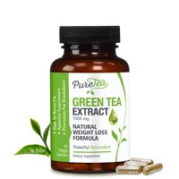PureTea's Green Tea Extract Metabolism Booster w/EGCG for Weight Loss Vegetarian Capsules, 90 Ct