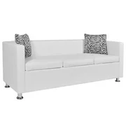 vidaXL Artificial Leather 3-Seater Sofa White