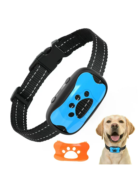 PcEoTllar Dog Bark Collar - Humane, Rechargeable Anti Barking Collar with 7 Adjustable Levels, No Bark Collar for Small Medium Large Dogs, Waterproof (Blue)