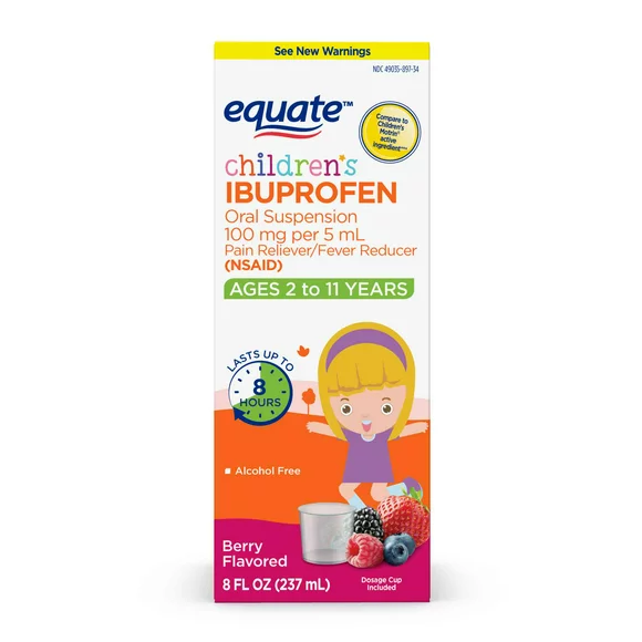 Equate Children's Ibuprofen Oral Suspension, 100 mg per 5 mL, Berry, 8 fl oz