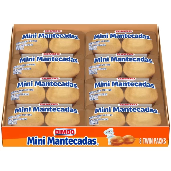 Bimbo Mantecadas Mini Vanilla Muffins, 8 Twin Packs, 17.76 oz Box